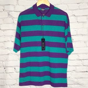 Patrick Deadstock Purple and Green Short Sleeve Polo Large NWT